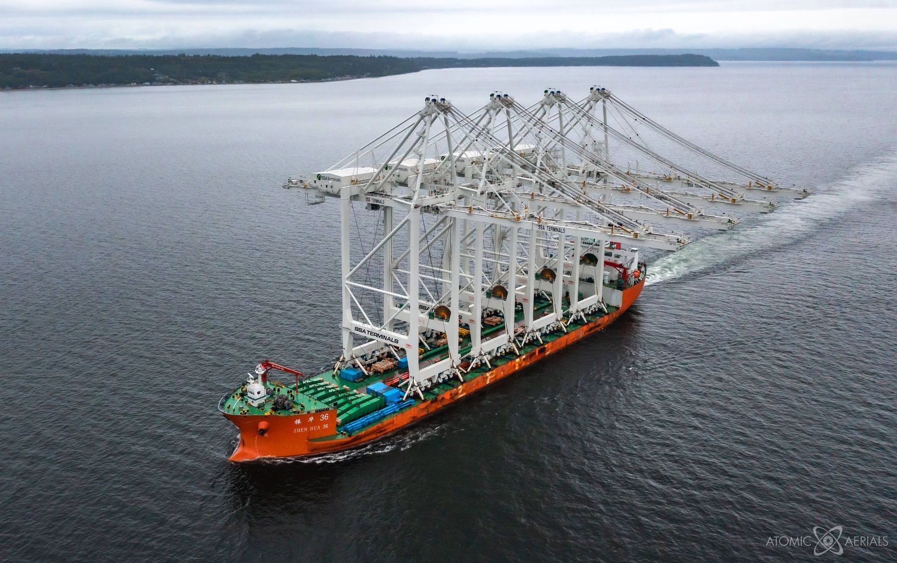 New Super Post Panamax cranes arrive at Terminal 5 on Harbor Island